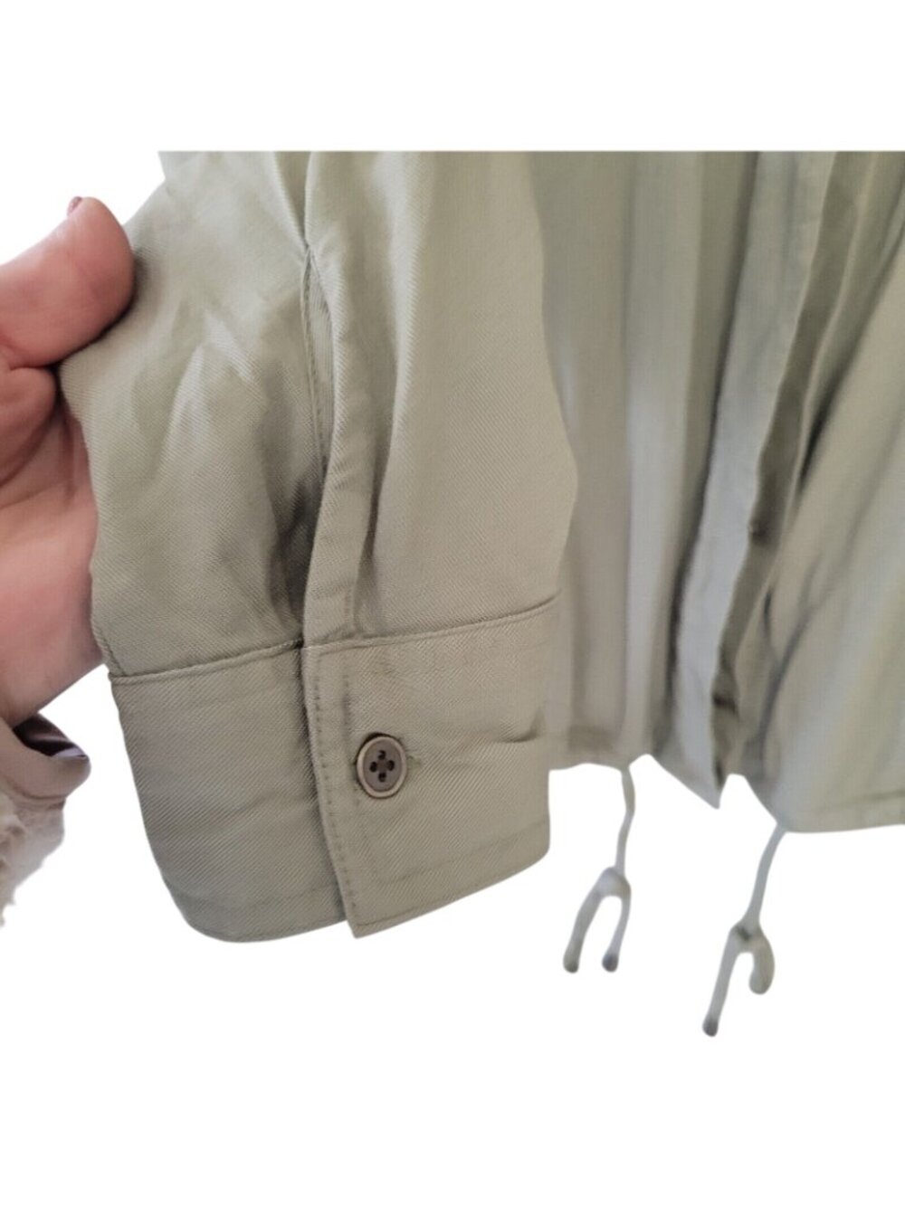 Kensie Jeans Soft Utility Jacket Shacket Womens Size M Green Adjustable Waist - Picture 5 of 8